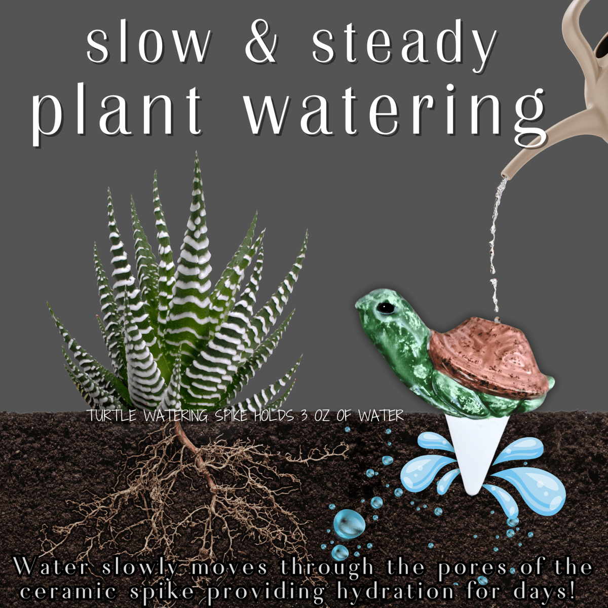 Turtle Ceramic Plant Watering Spike - Napa Valley Wildflower Co.