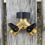 Two - Way Brass Garden Hose Splitter - Napa Valley Wildflower Co.