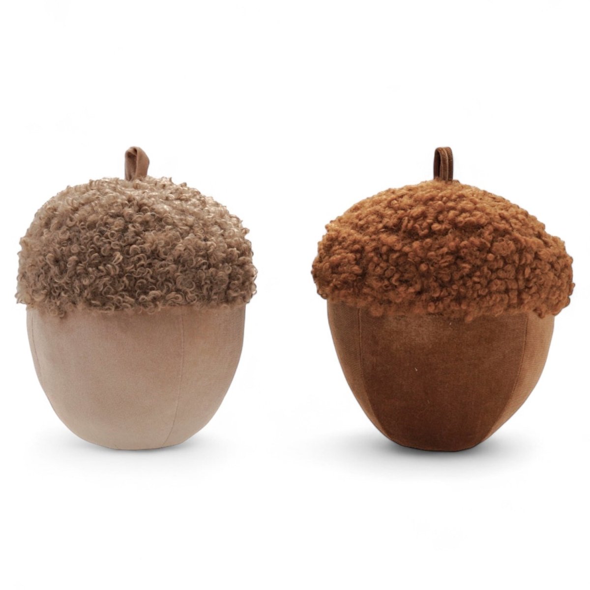 Velvet & Faux Sherpa Decorative Acorn Pillow | 2 Colors - Napa Valley Wildflower Co.