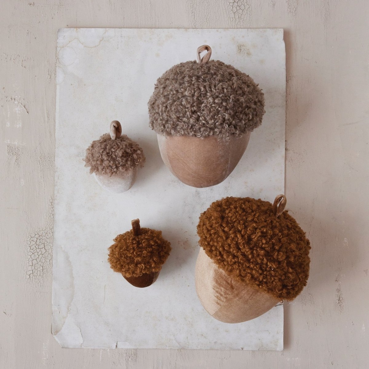 Velvet & Faux Sherpa Decorative Acorn Pillow | 2 Colors - Napa Valley Wildflower Co.