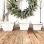 Vintage Inspired Heirloom Garden Supply Metal Planters, Set of Three - Napa Valley Wildflower Co.