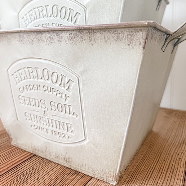 Vintage Inspired Heirloom Garden Supply Metal Planters, Set of Three - Napa Valley Wildflower Co.