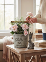 Vintage - Inspired Metal Coal Bucket with Wood Handle - Napa Valley Wildflower Co.