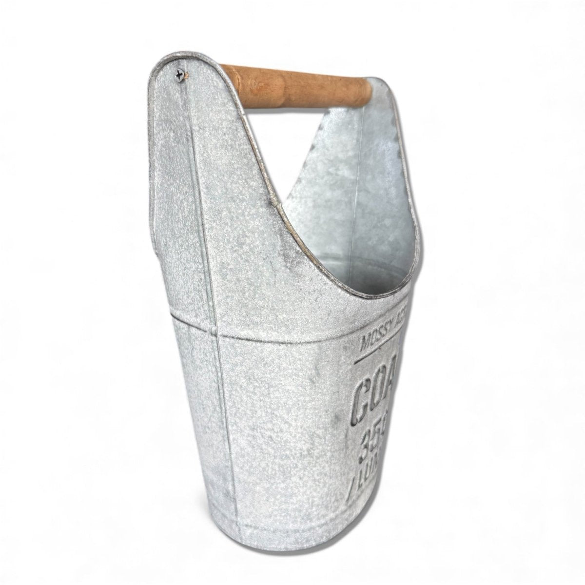 Vintage - Inspired Metal Coal Bucket with Wood Handle - Napa Valley Wildflower Co.