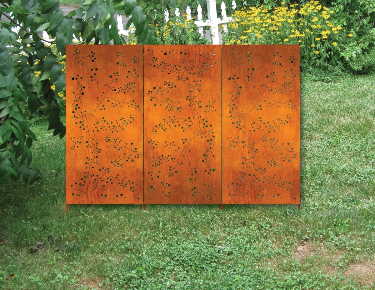 Wattle Twig Privacy Screen – Decorative Steel Wall & Garden Panel 46" - Napa Valley Wildflower Co.
