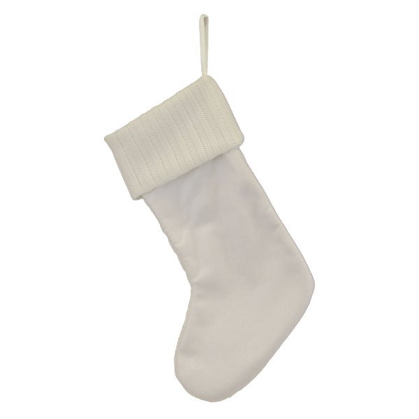 White Plush Cable Knit Stocking - Napa Valley Wildflower Co.