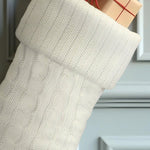 White Plush Cable Knit Stocking - Napa Valley Wildflower Co.