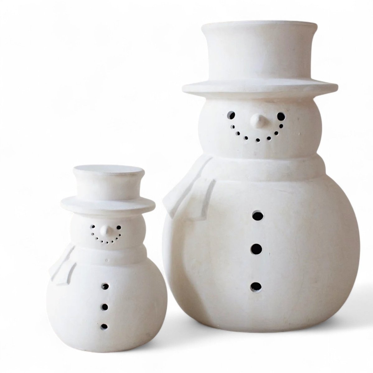 White Terracotta Snowman Figurine | 2 Sizes - Napa Valley Wildflower Co.