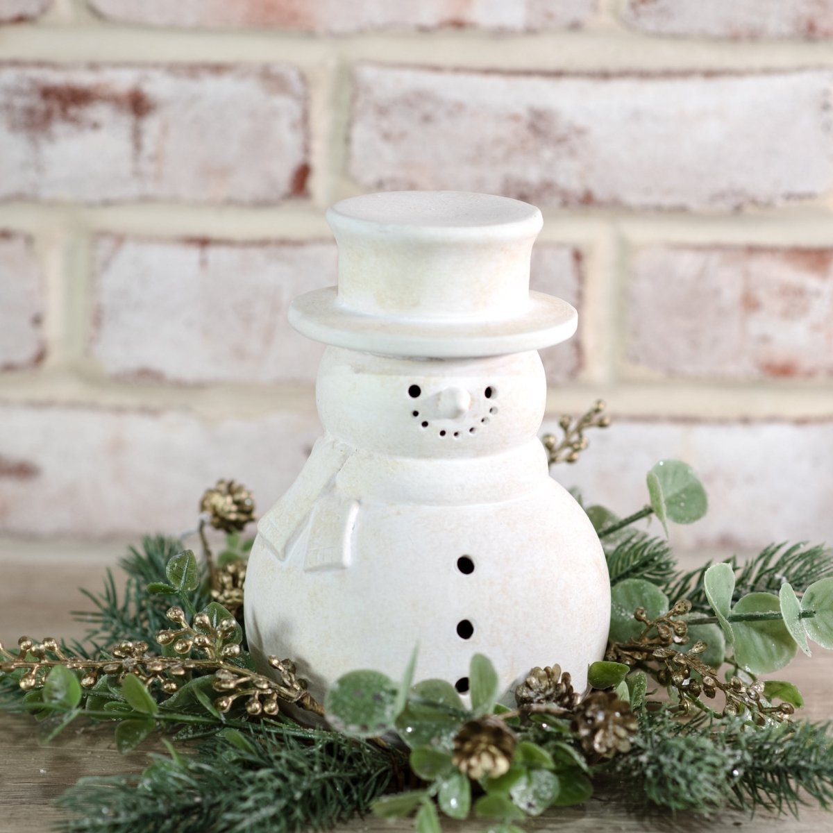 White Terracotta Snowman Figurine | 2 Sizes - Napa Valley Wildflower Co.