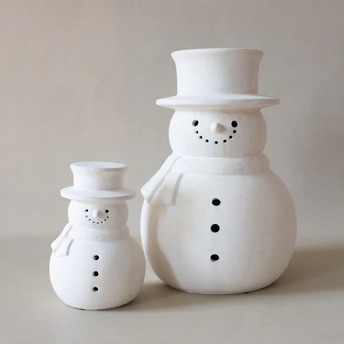 White Terracotta Snowman Figurine | 2 Sizes - Napa Valley Wildflower Co.