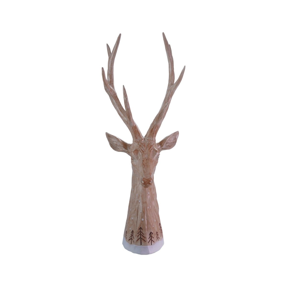 🦌 Whitewashed Resin Deer Head with Etched Tree Design🌲 - Napa Valley Wildflower Co.