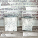 Whitewashed Woven Metal Baskets, Set of 2 - Napa Valley Wildflower Co.