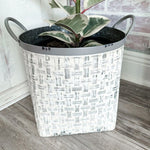 Whitewashed Woven Metal Baskets, Set of 2 - Napa Valley Wildflower Co.