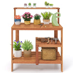 Wooden Garden Potting Bench Workstation – Outdoor Planting Table with Shelves - Napa Valley Wildflower Co.