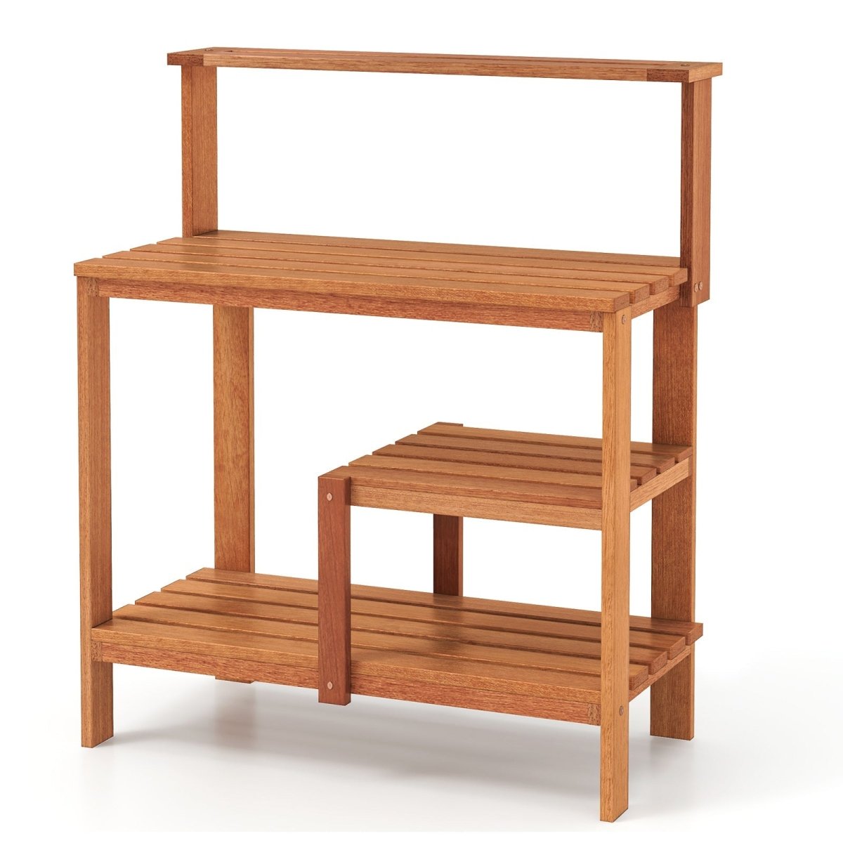 Wooden Garden Potting Bench Workstation – Outdoor Planting Table with Shelves - Napa Valley Wildflower Co.