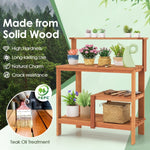 Wooden Garden Potting Bench Workstation – Outdoor Planting Table with Shelves - Napa Valley Wildflower Co.