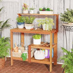 Wooden Garden Potting Bench Workstation – Outdoor Planting Table with Shelves - Napa Valley Wildflower Co.