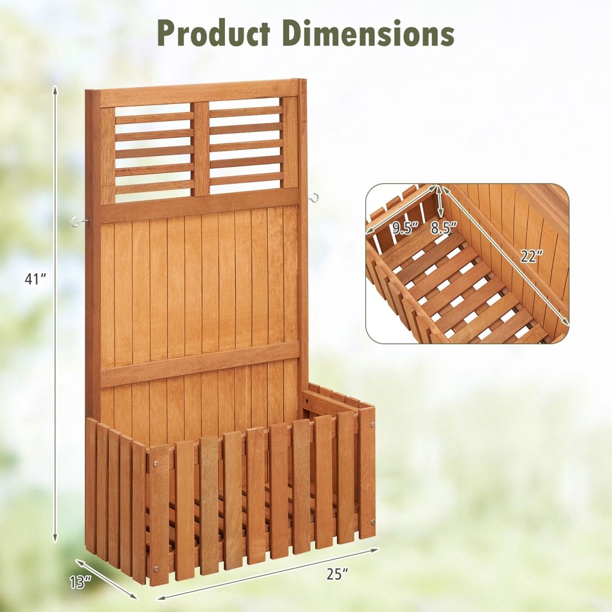 Wooden Raised Garden Bed with Privacy Screen – Outdoor Planter Box with Storage Shelf - Napa Valley Wildflower Co.