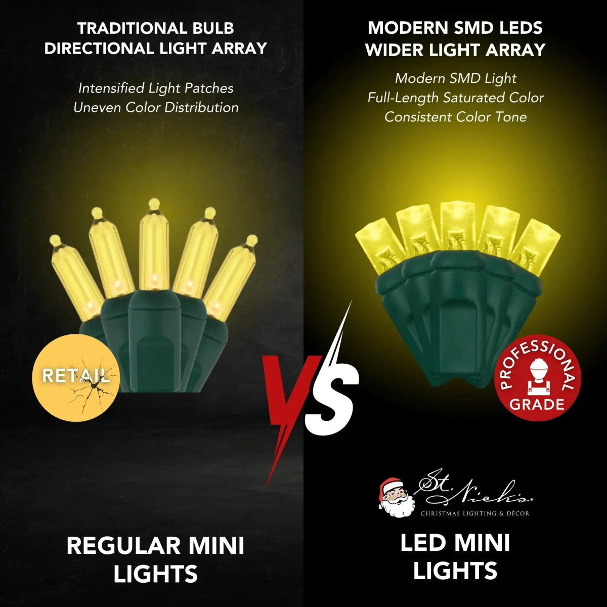 Yellow LED Mini Lights (5MM) - 25FT Green Wire - Napa Valley Wildflower Co.